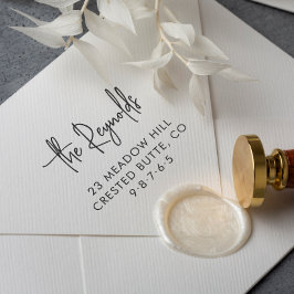 家族の名前と自宅住所のエレガント差出人住所 ラバースタンプ