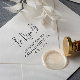 家族の名前と自宅住所のエレガント差出人住所 ラバースタンプ