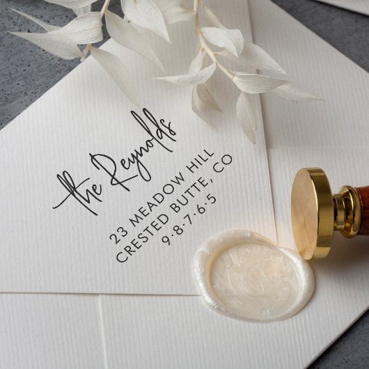 家族の名前と自宅住所のエレガント差出人住所 ラバースタンプ