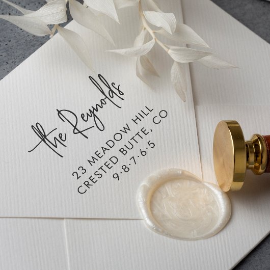 家族の名前と自宅住所のモダン差出人住所 セルフインキングスタンプ