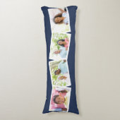 家族の名前と4フォトコラージブルー ボディピロー (正面縦)