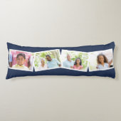 家族の名前と4フォトコラージブルー ボディピロー (正面)