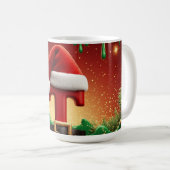 家族の名前のためのサンタ帽子のイニシャルT コーヒーマグカップ (正面右)