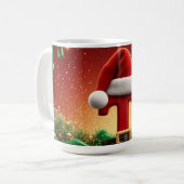 家族の名前のためのサンタ帽子のイニシャルT コーヒーマグカップ (正面左)
