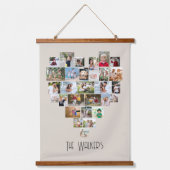 家族の名前のハート形87写真コラージュ 吊り下げ型タペストリー (正面3)