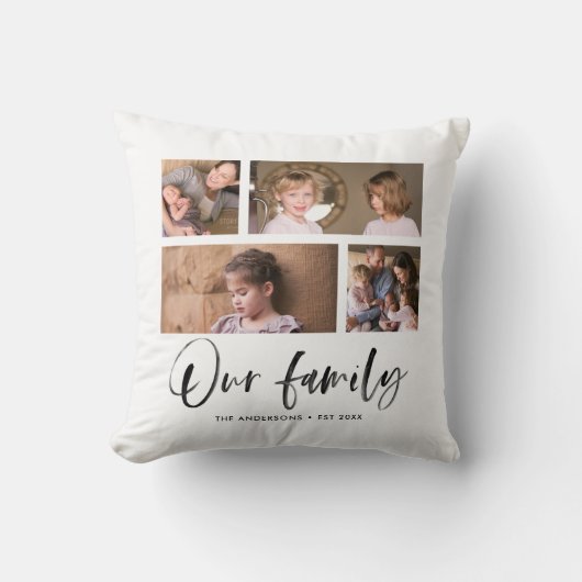 「家族の名前の写真コラージュを作成する」 クッション (正面)