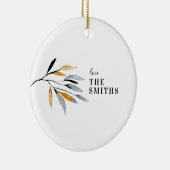 家族の名前の年のシンプルクリスマス セラミックオーナメント (右)