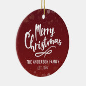 家族の名前の年のモダンクパーソナライズされたラス セラミックオーナメント (右)