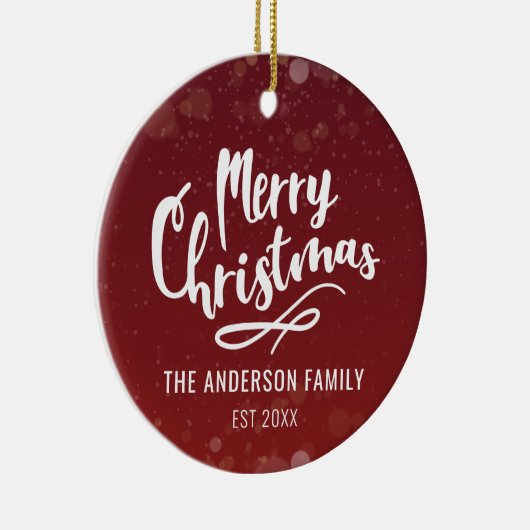 家族の名前の年のモダンクパーソナライズされたラス セラミックオーナメント (右)