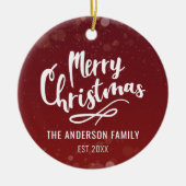 家族の名前の年のモダンクパーソナライズされたラス セラミックオーナメント (正面)