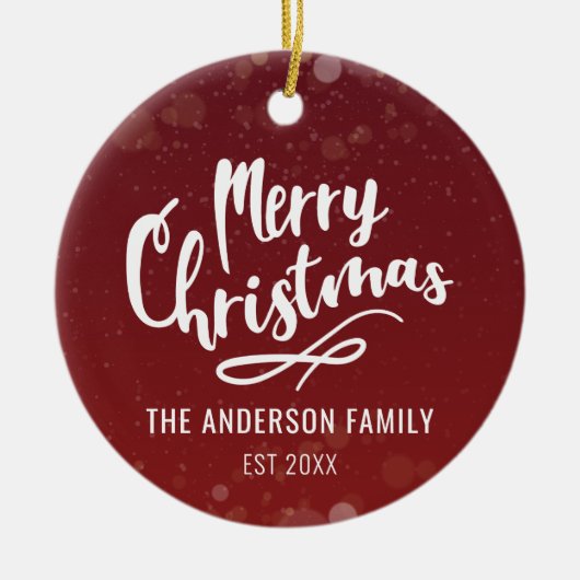 家族の名前の年のモダンクパーソナライズされたラス セラミックオーナメント (正面)