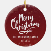 家族の名前の年のモダンクパーソナライズされたラス セラミックオーナメント (裏面)