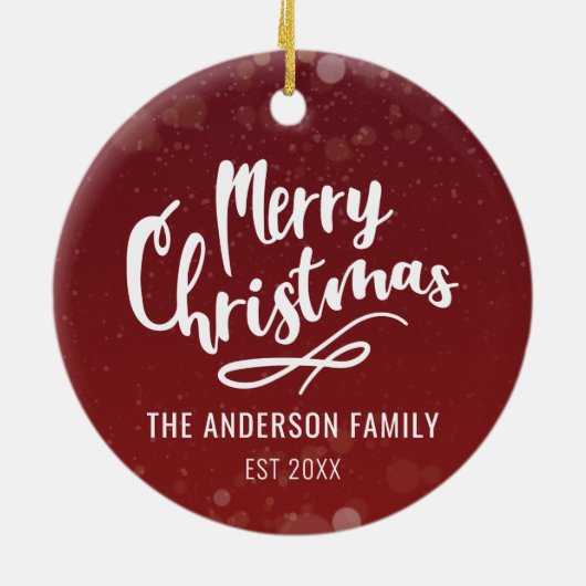 家族の名前の年のモダンクパーソナライズされたラス セラミックオーナメント (裏面)