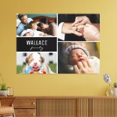 家族の名前の複数の写真のコラージュ キャンバスプリント (インサイチュ (リビング))