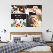家族の名前の複数の写真のコラージュ キャンバスプリント (インサイチュ (寝室))