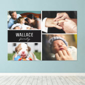 家族の名前の複数の写真のコラージュ キャンバスプリント (インサイチュ (ウッドフロア))