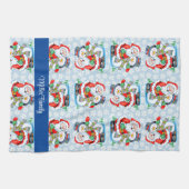 家族の名前または文字雪だるまサンタクリスマスギフト キッチンタオル (横)