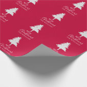 家族の名前をパーソナライズ赤い色ホワイトクリスマス ラッピングペーパー (角)