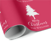 家族の名前をパーソナライズ赤い色ホワイトクリスマス ラッピングペーパー (ロールコーナー)