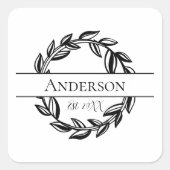 家族の名前を個人用結婚に設定する封筒用シール スクエアシール (正面)