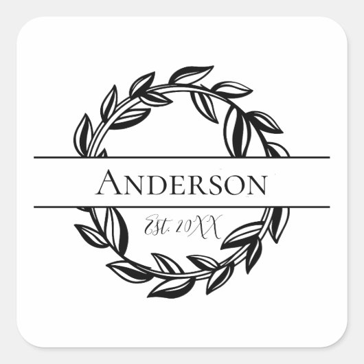 家族の名前を個人用結婚に設定する封筒用シール スクエアシール (正面)