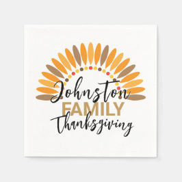 家族の名前を感謝祭に追加紙 スタンダードカクテルナプキン