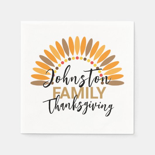 家族の名前を感謝祭に追加紙 スタンダードカクテルナプキン (正面)