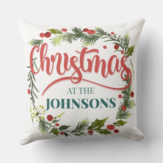家族の名前を追加するクリスマスエレガント クッション (裏面)