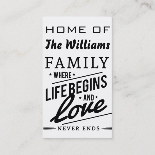 家族の名前を追加するホームラブカード 名刺 (正面)