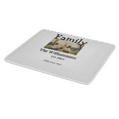 家族の名前を追加する写真年の素朴なヴィンテージテンプレート カッティングボード (角)