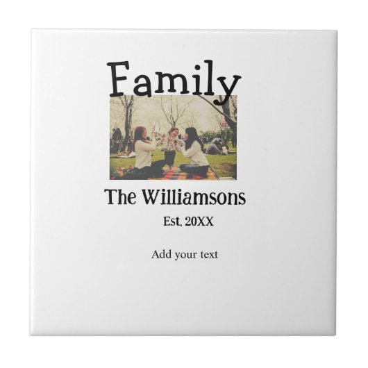 家族の名前を追加する写真年の素朴なヴィンテージテンプレート タイル (正面)