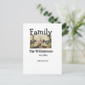 家族の名前を追加する写真年の素朴なヴィンテージテンプレート ポストカード (スタンド正面)