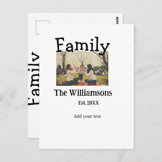 家族の名前を追加する写真年の素朴なヴィンテージテンプレート ポストカード (正面/裏面)