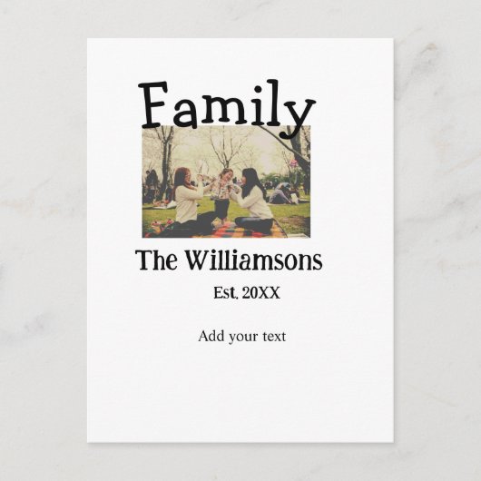家族の名前を追加する写真年の素朴なヴィンテージテンプレート ポストカード (正面)