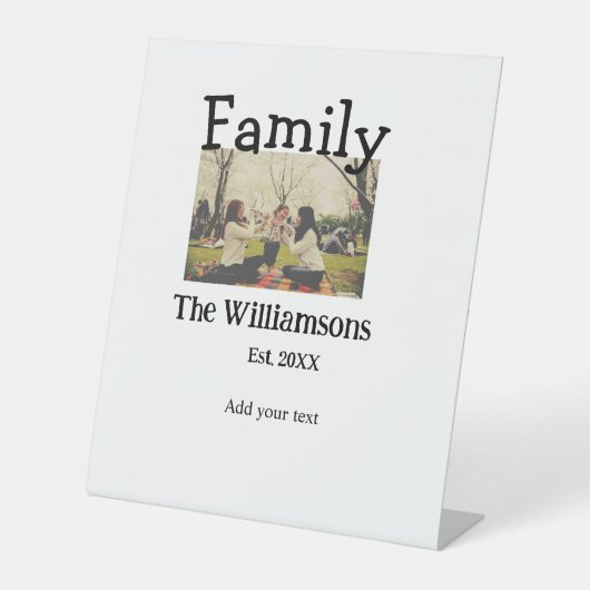 家族の名前を追加する写真年の素朴なヴィンテージテンプレート 台座サイン (正面)