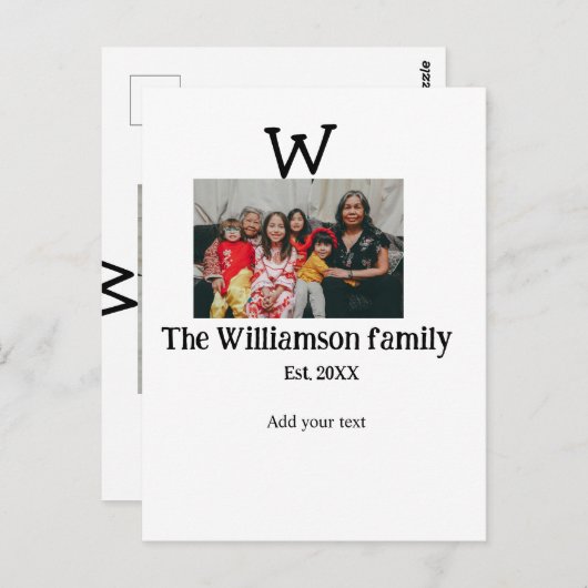 家族の名前を追加する写真年の素朴なヴィンテージ懇親会 ポストカード (正面/裏面)