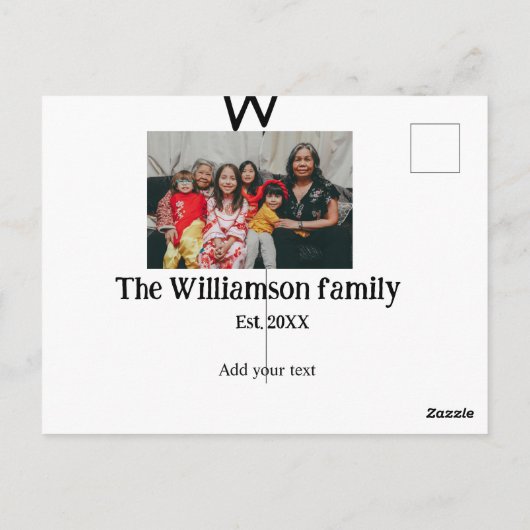 家族の名前を追加する写真年の素朴なヴィンテージ懇親会 ポストカード (裏面)