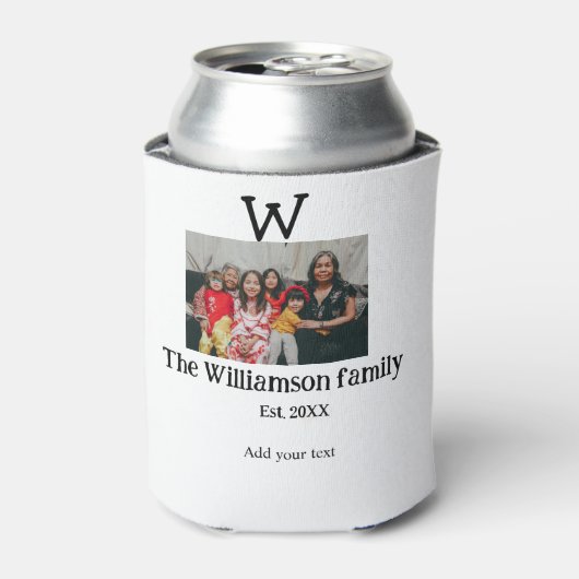 家族の名前を追加する写真年の素朴なヴィンテージ懇親会 缶クーラー (缶正面)