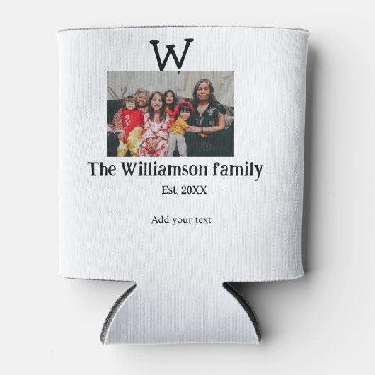 家族の名前を追加する写真年の素朴なヴィンテージ懇親会 缶クーラー (正面)