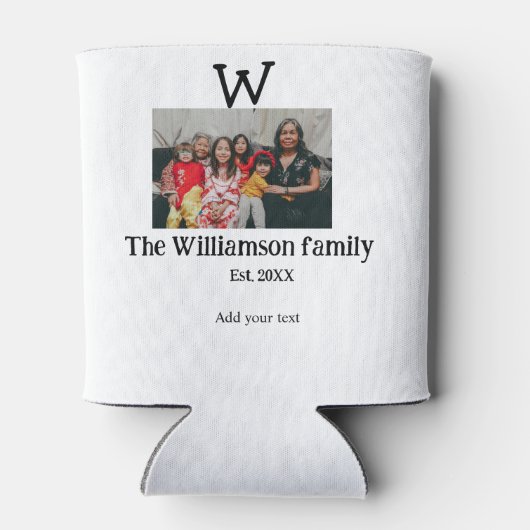 家族の名前を追加する写真年の素朴なヴィンテージ懇親会 缶クーラー (裏面)