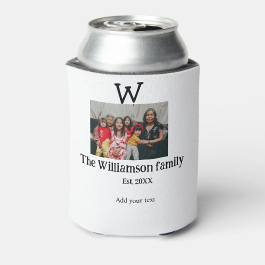 家族の名前を追加する写真年の素朴なヴィンテージ懇親会 缶クーラー (缶裏面)