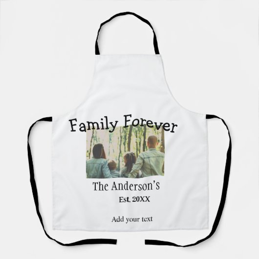 家族の名前を追加する写真年の素朴なヴィンテージ エプロン (正面)