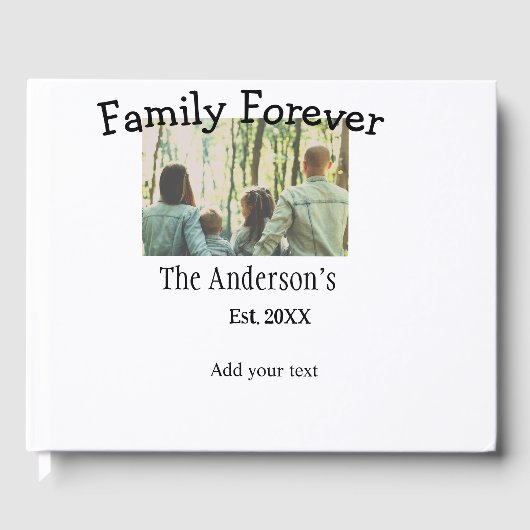 家族の名前を追加する写真年の素朴なヴィンテージ ゲストブック (正面)