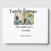 家族の名前を追加する写真年の素朴なヴィンテージ ゲストブック (裏面)