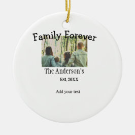 家族の名前を追加する写真年の素朴なヴィンテージ セラミックオーナメント
