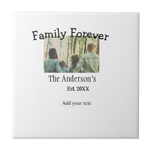 家族の名前を追加する写真年の素朴なヴィンテージ タイル (正面)