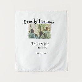 家族の名前を追加する写真年の素朴なヴィンテージ タペストリー