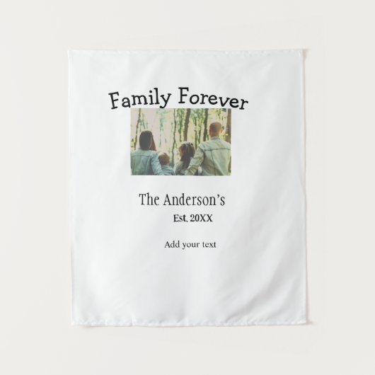 家族の名前を追加する写真年の素朴なヴィンテージ タペストリー (正面)