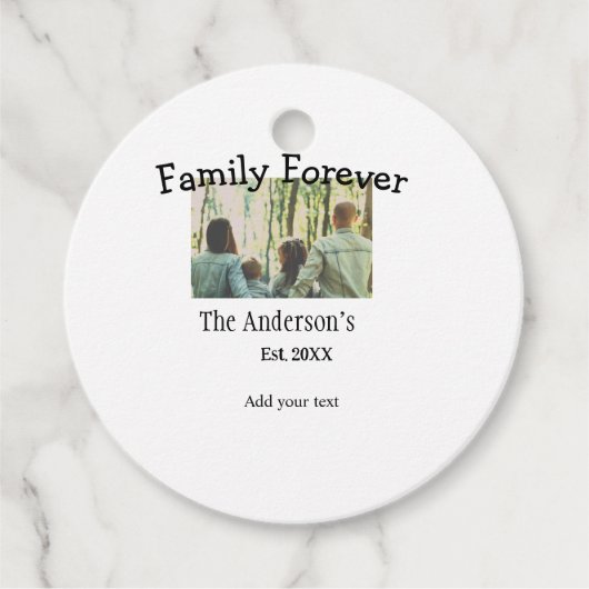 家族の名前を追加する写真年の素朴なヴィンテージ フェイバータグ (正面)
