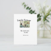 家族の名前を追加する写真年の素朴なヴィンテージ ポストカード (スタンド正面)